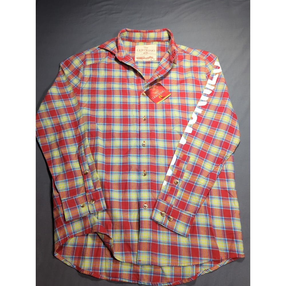Cakeworthy X Disney Bound  "The Lion‎ King" button Up Medium Plaid Red Yellow